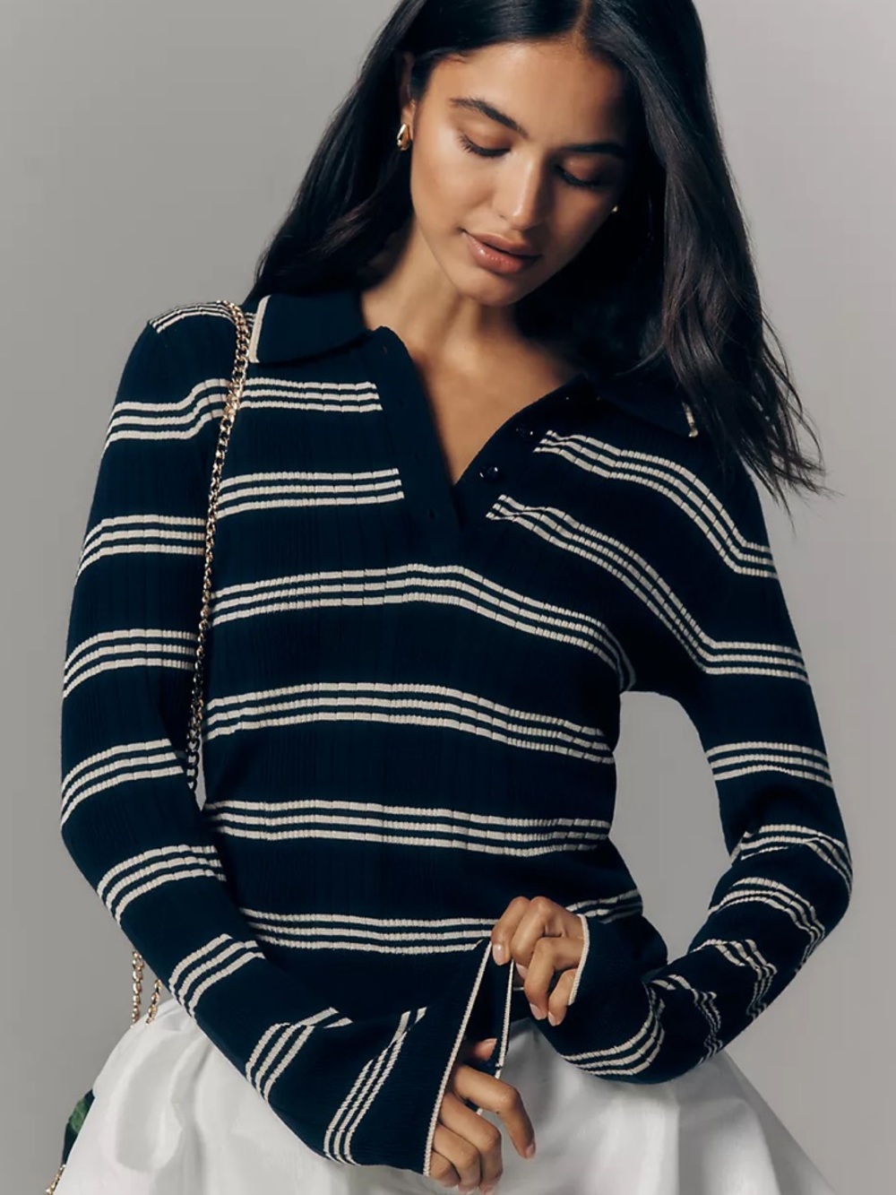 Reformation Hermia Long-Sleeve Polo Top M NWT $148
